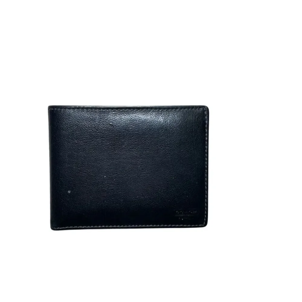 Coach Men's Black Slim Fold Wallet with Logo Accents in One Size